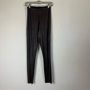 Commando Womens brown control high rise faux leather leggings M